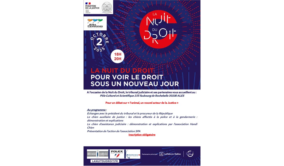 Nuit du droit édition 2025 programme du soir. Grand public