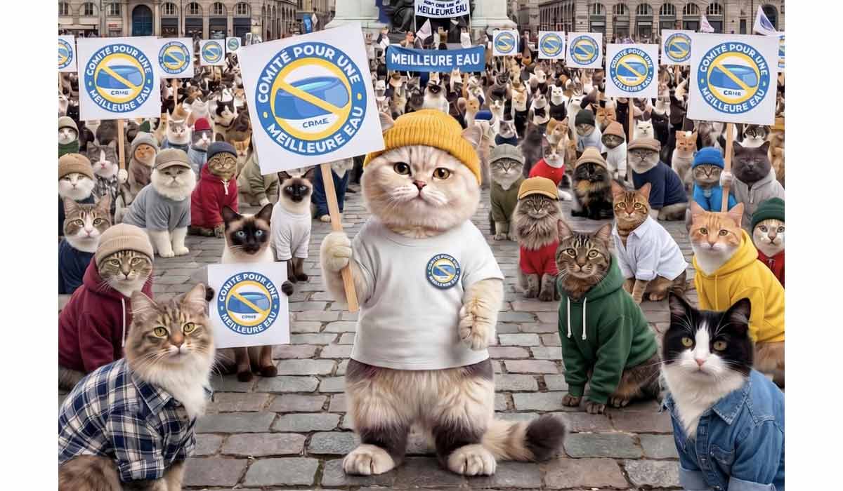 Un chat militant pour « une meilleure eau » intrigue les réseaux sociaux Un chat militant pour « une meilleure eau » intrigue les réseaux sociaux