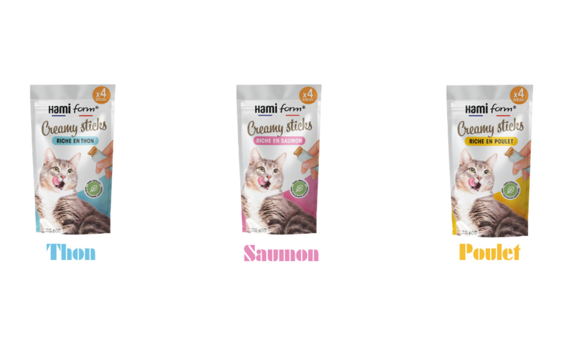 Eté gourmand et rentrée complice avec les Creamy Sticks Hamiform, la friandise à lécher qui fait ronronner les chats…